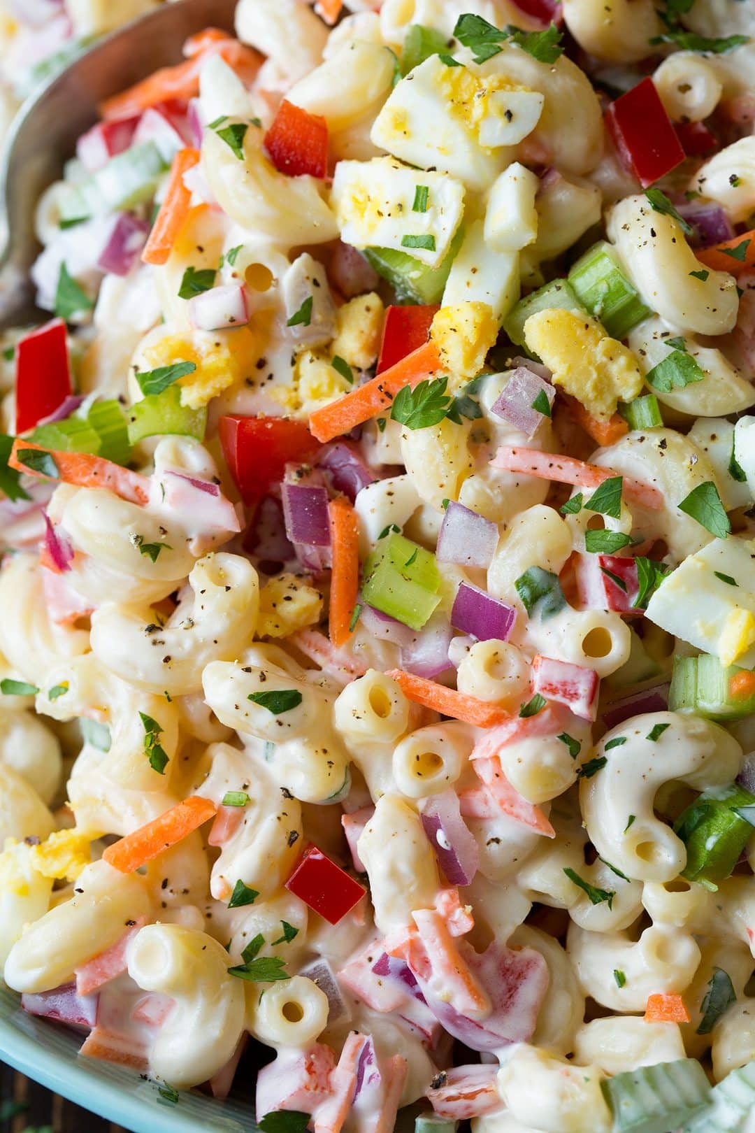 Primo piano di insalata di pasta facile