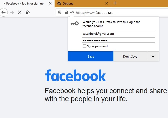 Password Browser Punti Firefox Salva