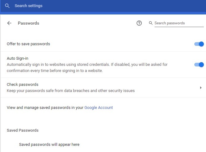 I browser di password Dots Chrome si offrono di salvare