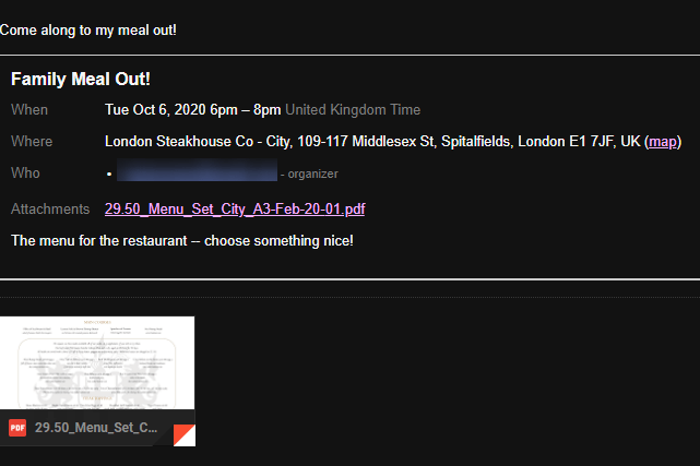 Risultato allegati di Google Calendar Google Calendar Attachments Result