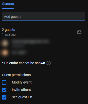 Contatti allegati di Google Calendar Google Calendar Attachments Contacts
