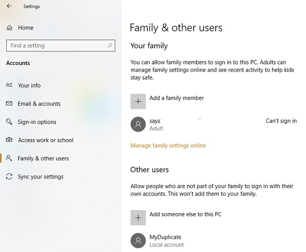 Account locale di istanze di Windows