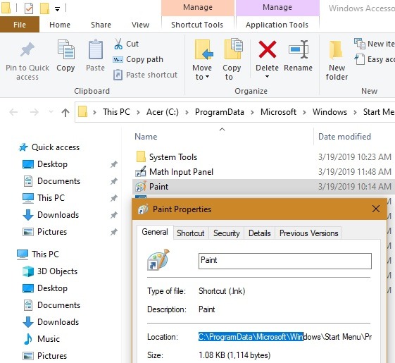 Percorso programma istanze Windows