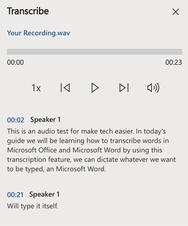 Trascrivi la trascrizione audio di Microsoft Word Transcribe Audio Microsoft Word Transcript