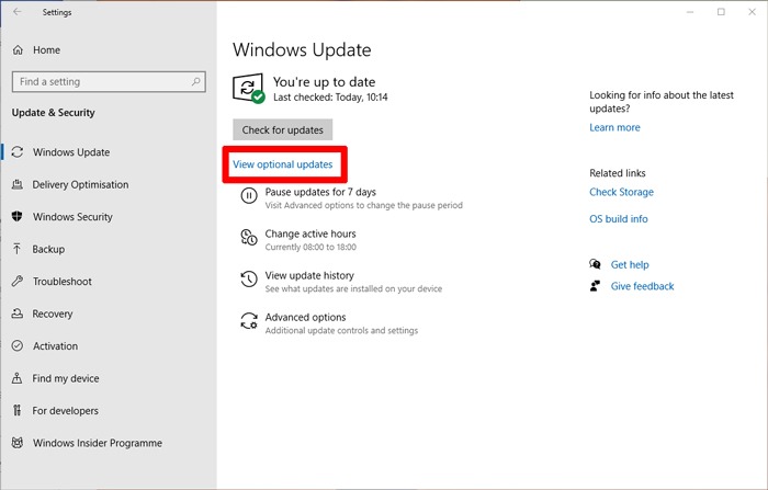 Ultima versione di Windows Visualizza aggiornamenti opzionali Latest Windows Version View Optional Updates