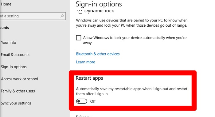 L'ultima versione di Windows Riavvia le app Latest Windows Version Restart Apps