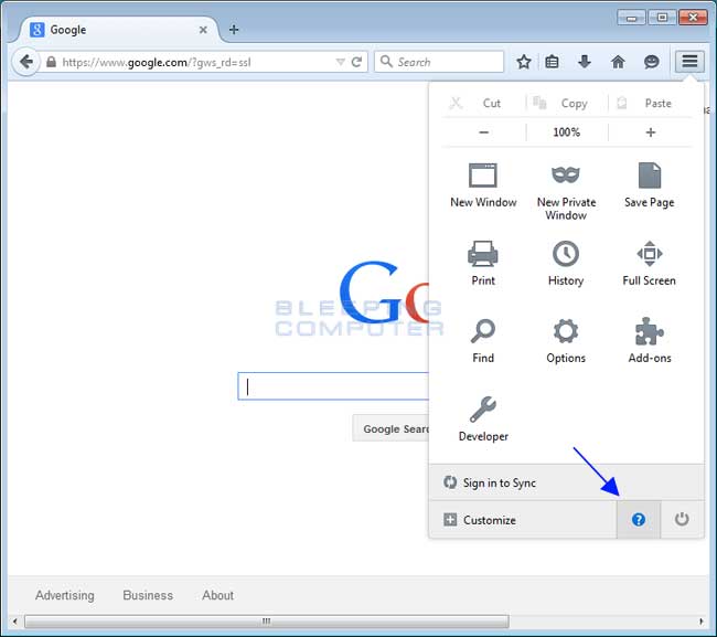 Menu Firefox